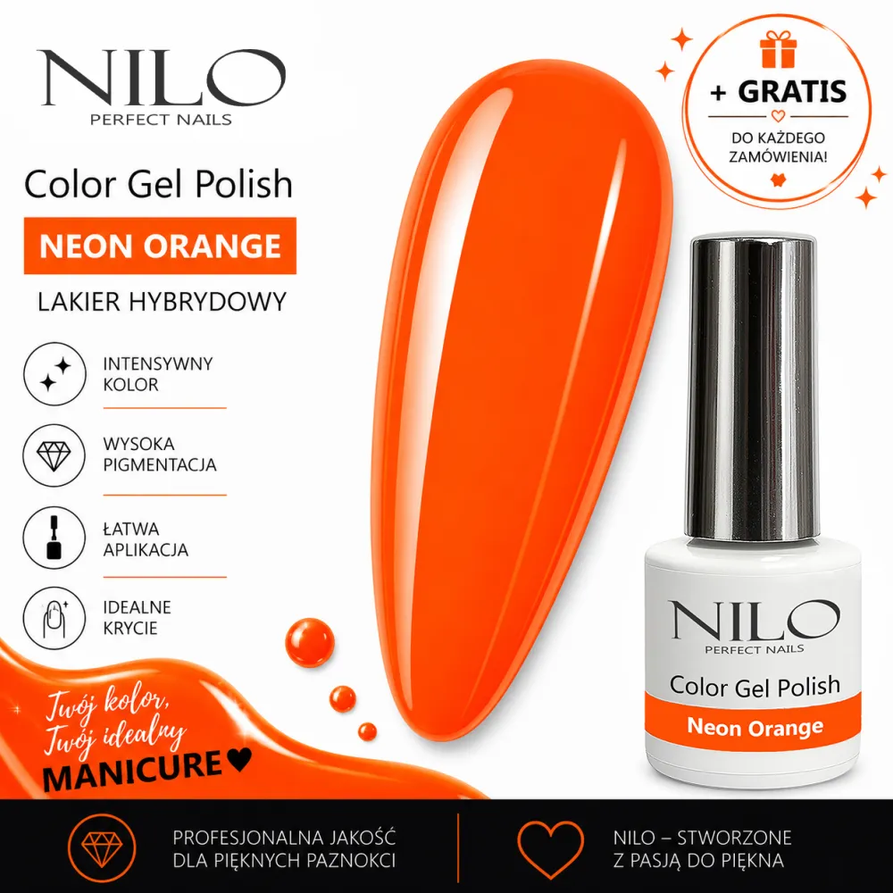Lakier Hybrydowy Neon Orange – NILO no.133